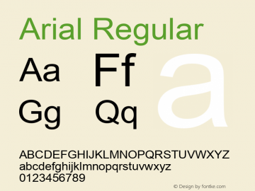Arial Regular Version 5.06 Font Sample
