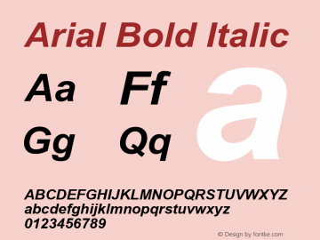 Arial Bold Italic Version 5.06 Font Sample