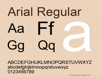 Arial Regular Version 5.08 Font Sample