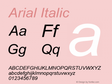 Arial Italic Version 5.12 Font Sample