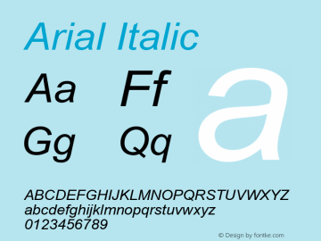 Arial Italic Version 5.70 Font Sample