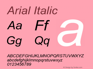 Arial Italic Version 6.87图片样张