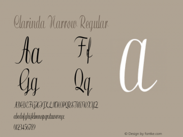 Clarinda Narrow Regular Version 1.000 Font Sample