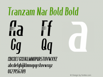 Tranzam Nar Bold Bold Version 1.000 Font Sample