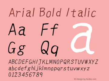 Arial Bold Italic Version 5.00.2x Font Sample