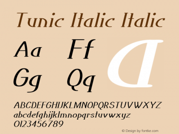Tunic Italic Italic Version 1.000 Font Sample