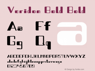 Veridon Bold Bold Version 1.000 Font Sample