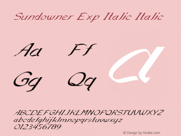 Sundowner Exp Italic Italic Version 1.000图片样张