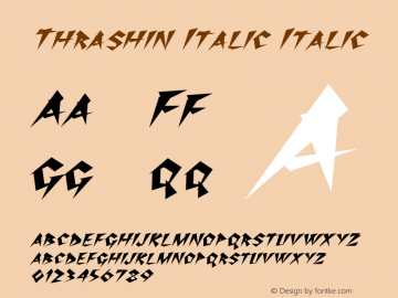 Thrashin Italic Italic Version 1.000 Font Sample