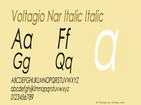 Voltagio Nar Italic Italic Version 1.000 Font Sample