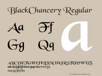 BlackChancery Regular Altsys Metamorphosis:4/30/93 Font Sample