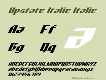 Upstate Italic Italic Version 1.000 Font Sample