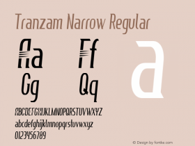 Tranzam Narrow Regular Version 1.000 Font Sample