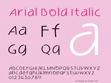 Arial Bold Italic Version 5.00.2x Font Sample