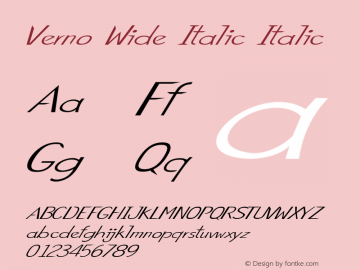 Verno Wide Italic Italic Version 1.000图片样张