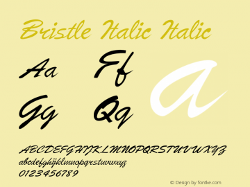 Bristle Italic Italic Version 1.500 Font Sample