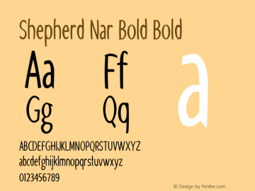 Shepherd Nar Bold Bold Version 1.000 Font Sample