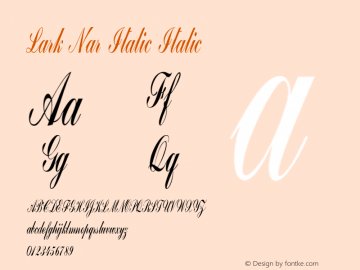 Lark Nar Italic Italic Version 1.000 Font Sample