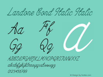 Landone Cond Italic Italic Version 1.000 Font Sample