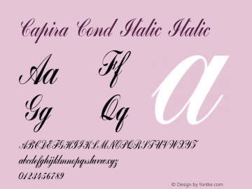 Capira Cond Italic Italic Version 1.000 Font Sample