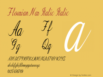Flourian Nar Italic Italic Version 1.000 Font Sample