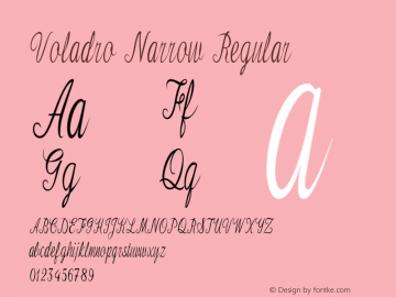 Voladro Narrow Regular Version 1.000 Font Sample