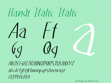 Handi Italic Italic Version 1.000 Font Sample