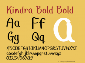Kindra Bold Bold Version 1.000 Font Sample