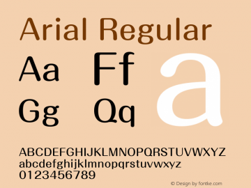 Arial Regular Version 5.01.2x Font Sample