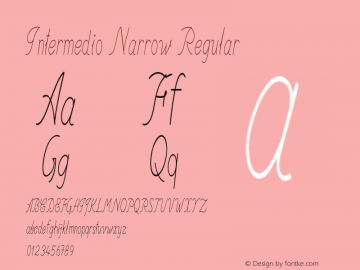 Intermedio Narrow Regular Version 1.000 Font Sample