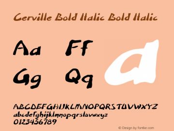 Cerville Bold Italic Bold Italic Version 1.000 Font Sample