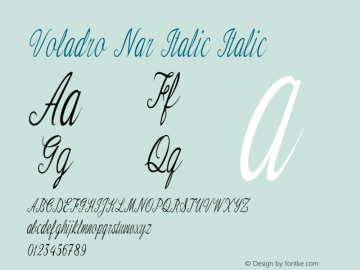 Voladro Nar Italic Italic Version 1.000 Font Sample