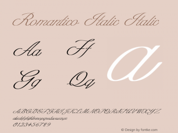 Romantico Italic Italic Version 1.000 Font Sample