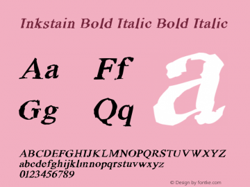 Inkstain Bold Italic Bold Italic Version 1.000 Font Sample