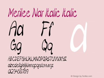 Merilee Nar Italic Italic Version 1.500 Font Sample