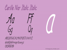 Cerille Nar Italic Italic Version 1.000 Font Sample