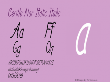 Cerille Nar Italic Italic Version 1.000 Font Sample