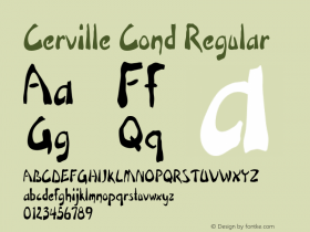 Cerville Cond Regular Version 1.000 Font Sample
