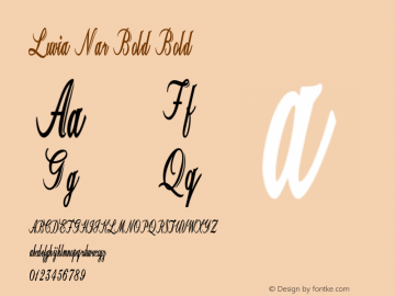 Luvia Nar Bold Bold Version 1.000 Font Sample