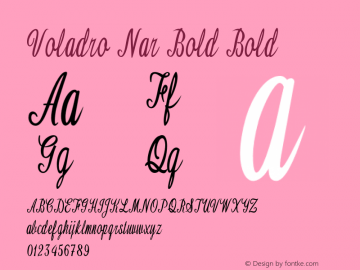 Voladro Nar Bold Bold Version 1.000 Font Sample