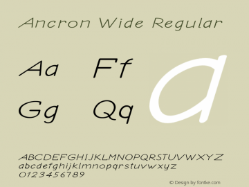 Ancron Wide Regular Version 1.000 Font Sample