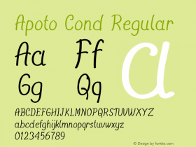 Apoto Cond Regular Version 1.000 Font Sample