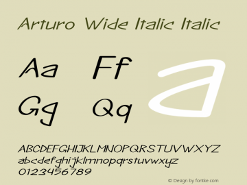 Arturo Wide Italic Italic Version 1.000图片样张