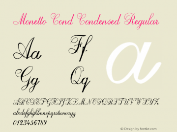 Monetto Cond Condensed Regular Version 1.000 Font Sample