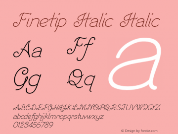 Finetip Italic Italic Version 1.000 Font Sample