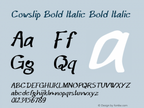 Cowslip Bold Italic Bold Italic Version 1.000 Font Sample