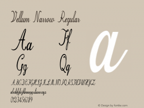 Vellum Narrow Regular Version 1.000 Font Sample