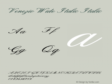 Venezio Wide Italic Italic Version 1.000 Font Sample