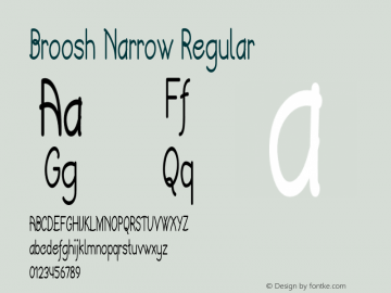 Broosh Narrow Regular Version 1.000 Font Sample