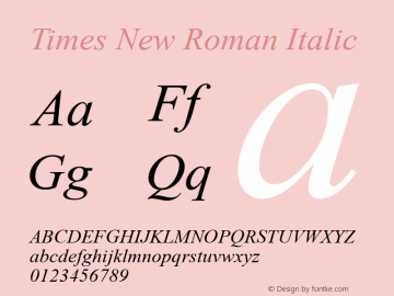 Times New Roman Italic Version 2.50图片样张